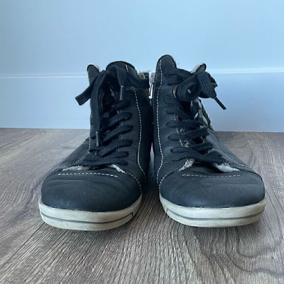 CLOUD Aline Sneaker Booties Size 37 (US 6) Wool Lined Black Leather Boots - Picture 8 of 10